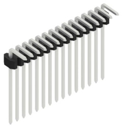 Pin header, 15 pole, pitch 1.27 mm, angled, black, 10061164