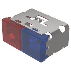 Soczewki do wskaźników, 03-902, Niebieski, Czerwony, Prostokąt, długość: 38