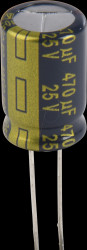 EEUFC1E471B Electrolytic capacitor, radial, 470 µF, 25 V, 105°C, low ESR, AE