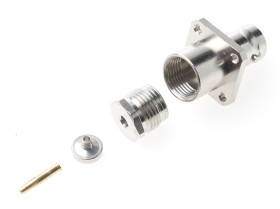 Złącze koncentryczne Montaż na kołnierzu Żeński 50Ω typ złącza Złącze BNC 0 to 4GHz, zaciskane typ kabla RG179, RG187,