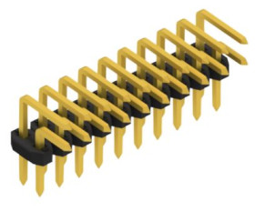 Pin header, 20 pole, pitch 2 mm, angled, black, 10062737