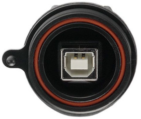 USB-B panel plug, 5 pole, USB 2.0, PCB connection, PX0843/B