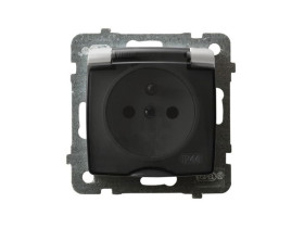 KARO Gniazdo pojedyncze z uziemieniem IP44 zaciski gwintowe srebrny perłowy GPH-1SZ/m/43/d OSPEL