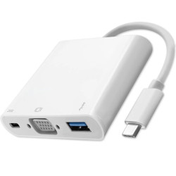 Qoltec Hub Adapter USB-C 3.1 3w1 USB 3.0 VGA USB-C 3.1 PD 92W