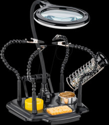 76558 "Plantine holder, with 4 flexible arms, LED magnifying glass, wi