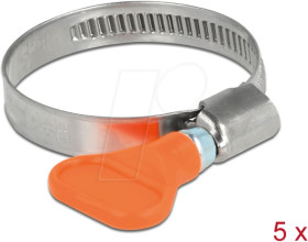 19516 Hose clips with wing nut, 30 - 45 mm, 5 pieces, stainless steel