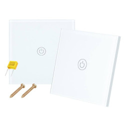 Włącznik dotykowy biały szklany Schodowy pojedynczy, nadajnik + odbiorni