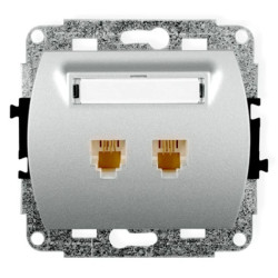TREND Gniazda telefoniczne podwójne 2xRJ11, 4-stykowy srebrny 5GT-2