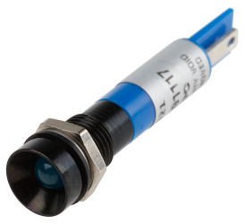 Lampka kontrolna do montażu panelowego 24V dc, niebieska 8mm LED Końcówka lutownicza RS PRO