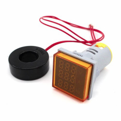 Kontrolka LED Volt+Amper+Hz żółt 22mm min.0,6A 150W, 60-500VAC miernik