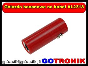 Gniazdo bananowe na kabel AL2318 czerwone