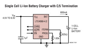 Standalone Linear Li-Ion Battery Charger with Programmable Termination
