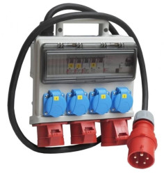 Rozdzielnica budowlana elCASE C32-1204 IP44, 2m H07RN-F 5G4 z wt. CEE 32A, gniazda: 4x GK 230V 16A, 2x CEE 16A, 1x CEE 32A, RCCB