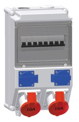 Rozdzielnica naścienna 2x16A 230V, 2xCEE 16A 5P 400V, 2xB16/1, 2xC16/3, IP44 511546
