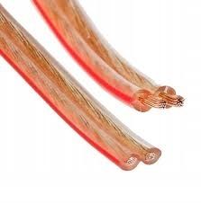 Przewód głośnikowy 2x0.50 transp. z czerwonym paskiem