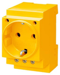 Gniazdo modułowe 2P+Z 16A 230V Schuko na szynę żółte 5TE6810