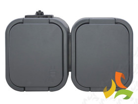 B2 IP54 Gniazdo pojedyncze + włącznik n/t 2p+Z GWN-B2 szary ABEX