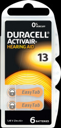 174694 Hearing aid battery, zinc-air, 7.90 x 5.40 mm, Aid 13, pack of 6