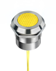 Lampka kontrolna do montażu panelowego 12 → 24V ac/dc, Żółta 25mm LED Wyprowadzenia RS PRO