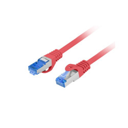 Patchcord kat.6A S/FTP LSZH CCA 0.25M czerwony Fluke Passed Lanberg