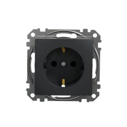 Gniazdo zasilające schuko z przesłonami torów prądowych, czarny antracyt, Sedna Design i Elements SDD114021