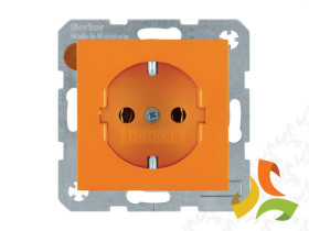 BERKER B.KWADRAT Gniazdo z uziemieniem schuko (samozaciski) pomarańczowy połysk 47438914 HAGER
