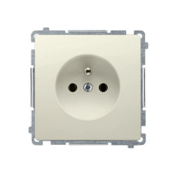 Simon Basic Gniazdo wtyczkowe pojedyncze z uziemieniem 16A 250V z przesłonami, szybkozłącza, beż BMGZ1CZ.01/12