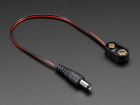 Adafruit 9V battery clip with 5.5mm/2.1mm plug