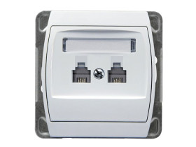 GAZELA Gniazdo telefoniczne podwójne równoległe biały GPT-2JR/m/00 OSPEL