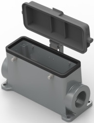 Housing, size HB24, die-cast aluminum, PG29, angled, clip locking, IP65, T1490240129-000