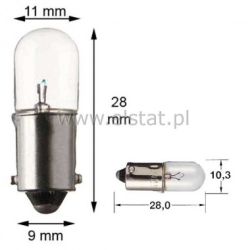 Żarówka 12V 1,2W; BA9S bagnetowa biała 100mA