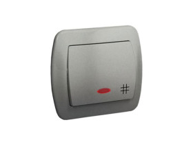 AKORD Wyłącznik krzyżowy podświetlany aluminiowy metalik AW7L/26 KONTAKT SIMON