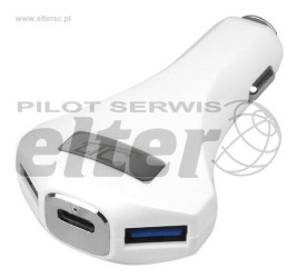 Ładowarka samochodowa 2xUSB+USB-C 18W 12/24V