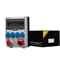 Rozdzielnica budowlana z wtyczką odbiornikową 32A gniazda 16A 4x230V Schuko Mennekes Doktorvolt DV-2381-D