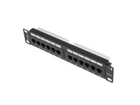 Patch panel 12 port 1U 10 kat.6 czarny LANBERG PPU6-9012-B