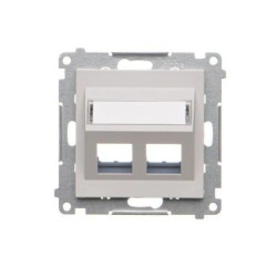 Simon 55 Pokrywa gniazd teleinformatycznych na Keystone skośna podwójna z polem opisowym (moduł) Jasnoszary mat TKP2S.01/114