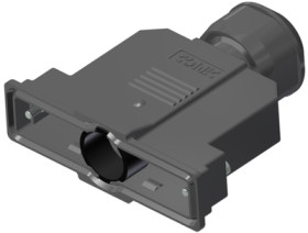 D-Sub connector housing, size: 4 (DC), straight 180°, cable Ø 14 to 16 mm, PBT, black, 15-004740