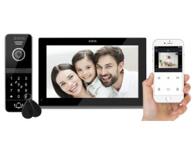 Wideodomofon "EURA" VDP-97C5 czarny dotykowy LCD 7'' AHD WiFi pamięć obrazów SD 128GB rozbudowa do 6 monitorów 2 stacji bramowyc