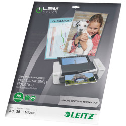 Leitz 7486 Laminate Sheets A3 80 micron glossy 25 pcs