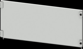 Compartment door, rectangular, sheet steel, (W x H x D) 1000 x 450 x 25 mm, light gray, for built-in installation devices, 8PQ20