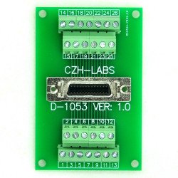 CZH-LABS 26-pin 0.05&quot; Mini D Ribbon/MDR Female Breakout Board, SCSI, Terminal Module.