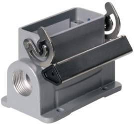 Surface mount housing, size A10, die-cast aluminum, 2 x M20, angled, longitudinal bow locking, IP65, 1788640000