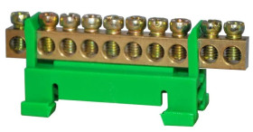 Listwa zaciskowa 10-torowa 10mm2 TH35 zielona LZ-10G