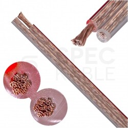 Kabel głośnikowy płaski TLgYp 2x1,5mm2 Cu OFC transparentny Technokabel