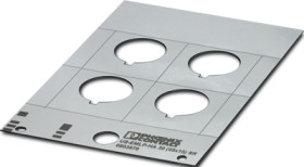 PVC device marker, (L x W) 47.5 x 46 mm, silver, carrier card with 4 pcs, 0803879