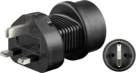 Line adapter 95307, ground contact socket CEE 7/4 to UK plug, max. 250 VAC/5.0 A, line fuse 5.0 A