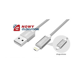 Kabel USB Mobile HYBRID UNITEK microUSB/Lightning Grey Smartphon/iPhone