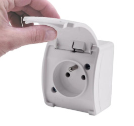 VIPLAST KOALA Gniazdo Pojedyncze Hermetyczne Natynkowe z Klapką Z Bolcem Białe Pojedyncze