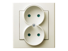 SONATA Gniazdo podwójne bez uziemienia IP20 z przesłonami z ramką ecru GP-2RP/27 OSPEL