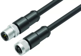 Sensor actuator cable, M12-cable plug, straight to M12-cable socket, straight, 5 pole, 1 m, PUR, black, 4 A, 77 3530 3529 50705